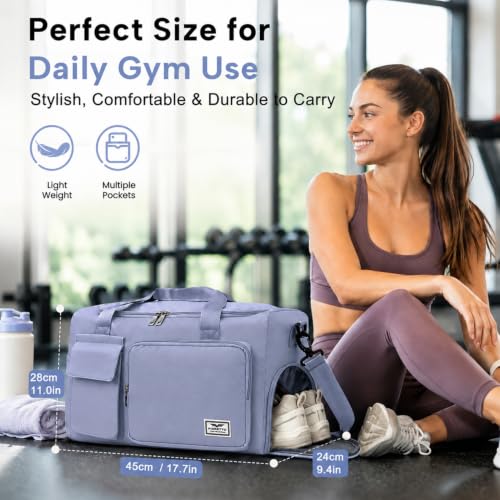 Image of FIORETTO Women's Gym Duffle Bag with Shoes Compartment, 30L Capacity, Ideal for Travel, Gym, Sports, Duffel, Weekender