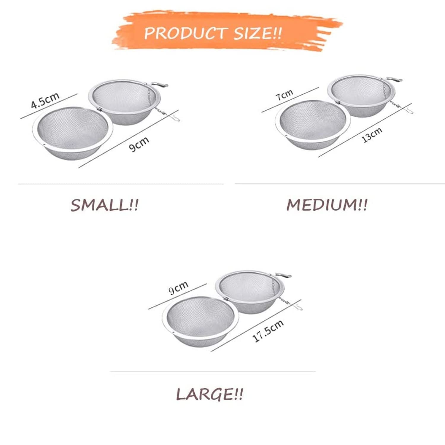 NAIDEV 2 PCs Stainless Steel Tea Ball Infuser Strainer Filters Loose Leaf Teas to Make The Perfect Cup or Pot. No Bags Required. Hook Spices & Seasonings Make Removal A Breeze (Small - 2) 4