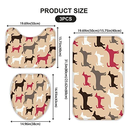 AOLIGL Badematte Welpe Cartoon-Tiere Badematten Set rutschfest Waschbar Badgarnitur 3teilig - WC Deckelbezug U-förmigen… – Bild 3