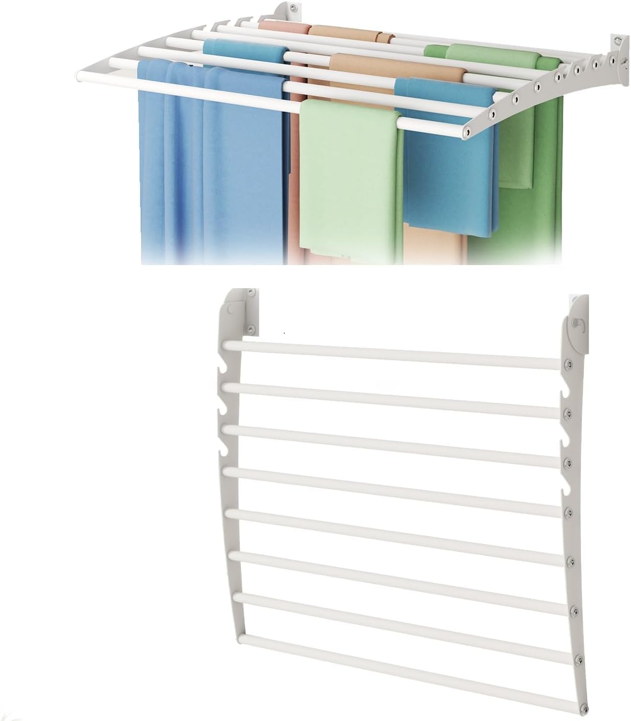 Innotic Stendino da parete antiruggine richiudibile 8 barre 60cm, bianco