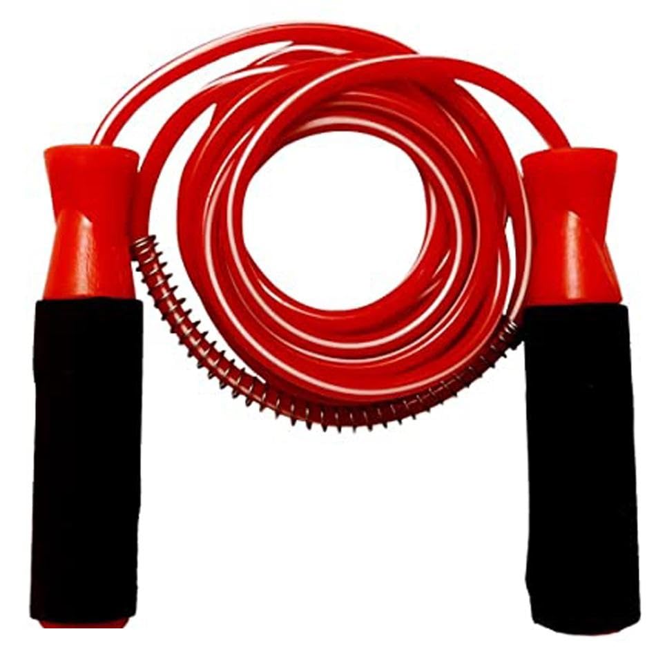 Adjustable Skipping Rope for Men, Women & Kids | PVC Jumping Rope for Fitness, Cardio, Weight Loss & Home Workout | Durable Exercise Rope for Gym Training (Red)