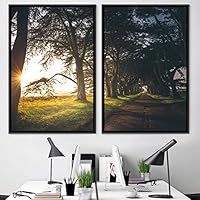 2 Piece Framed Canvas Wall Art Sunrise in The Trees Canvas Prints Home Artwork Decoration for Living Room,Bedroom - 16