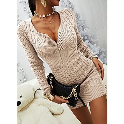 Robe pull côtelée ajustée anti-froid et élégante en maille - 2