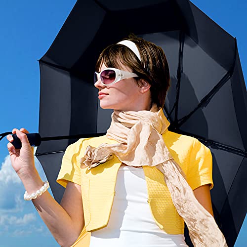 G4Free 42 Inch Compact Travel Umbrella, Windproof Small Folding Backpack Umbrella For Rain, Auto Open And Close Button(Black) #TOP7