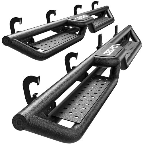 OEDRO 6 Inch Running Boards Compatible with 2007-2018 Chevy Silverado/GMC Sierra 1500 Crew Cab & 2007-2019 2500/3500HD, Bolt-on Side Steps Steel Nerf Bar, Two Stairs Design