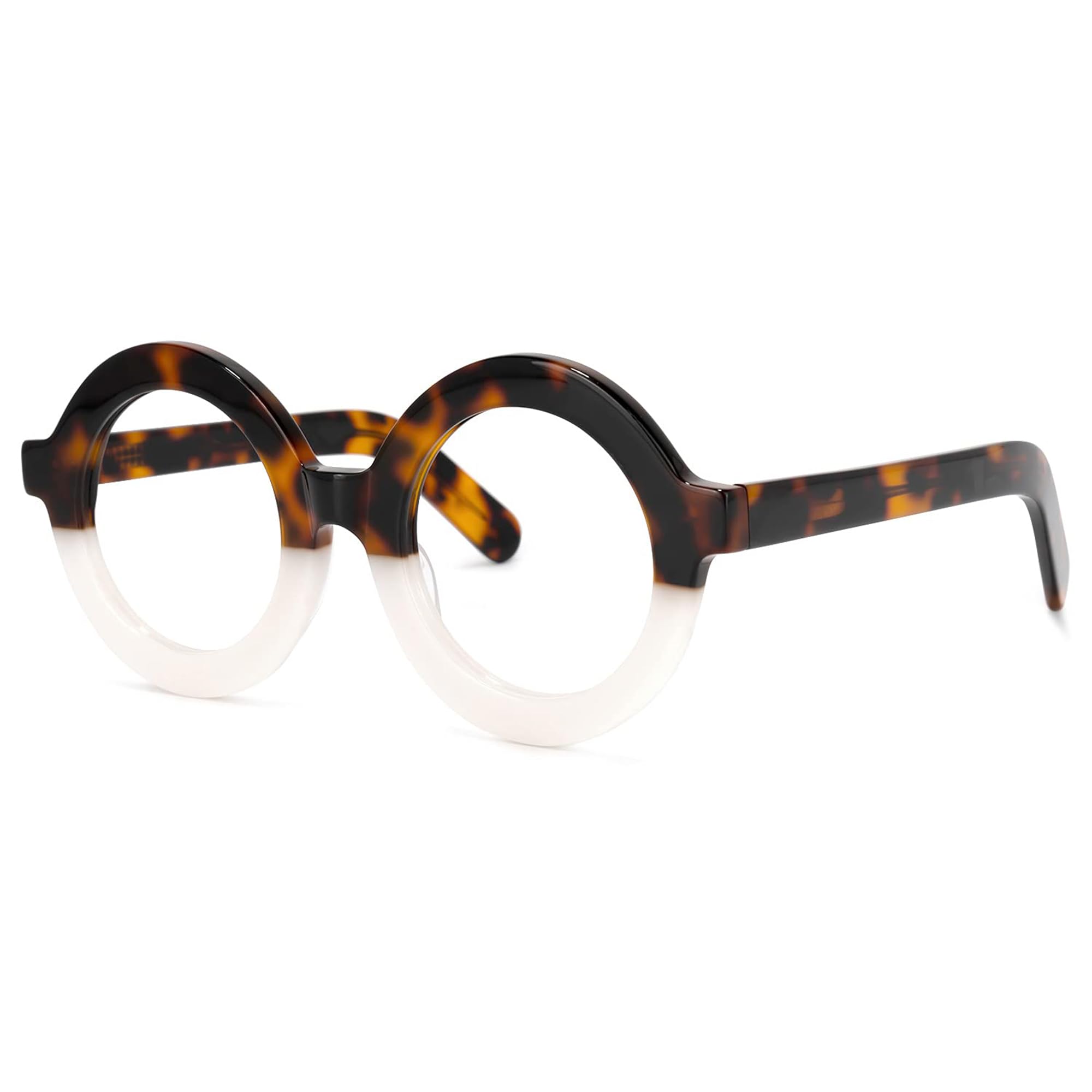 Zeelool Retro Thick Round Blue Light Blocking Glasses for Women Men Calhoun ZOA01776-04 Two-Tone