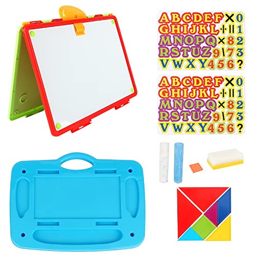 deAO Kinderkunst tekening, Doodle tafelblad 2in1 dubbelzijdige planken - schoolbord en magnetisch whiteboard met krijt… - Afbeelding 6