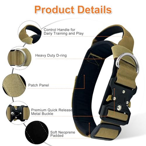 Boloshine Tactical Dog Collar with Handle, Military Training Dog Collar - Image 4