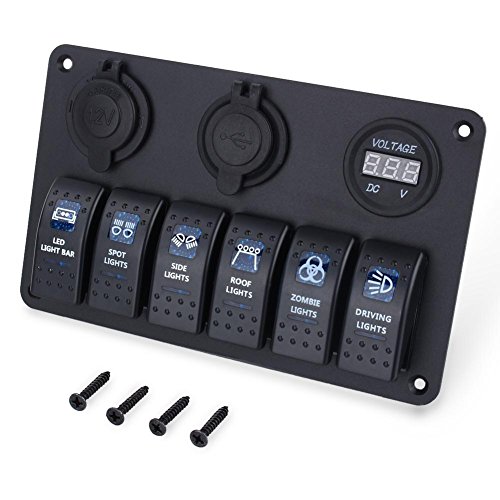 Pannello Interruttore 5 Gang Con USB E Voltmetro - Impermeabile IP65, Per Auto/Barca/Camper - Foto 3