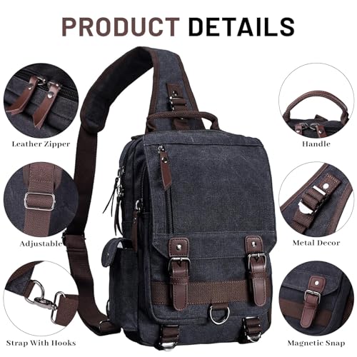 Image of mygreen Canvas Cross Body Messenger Bag Shoulder Sling Backpack Travel Rucksack