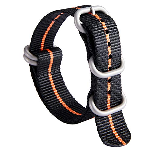 Image of BINLUN Premium Ballistic Nylon Watch Strap, Heavy Duty 5-Ring Replacement Watch Band with Stainless Steel Buckle, Comfortable Sport Band for Men Women, Fits 18-24mm