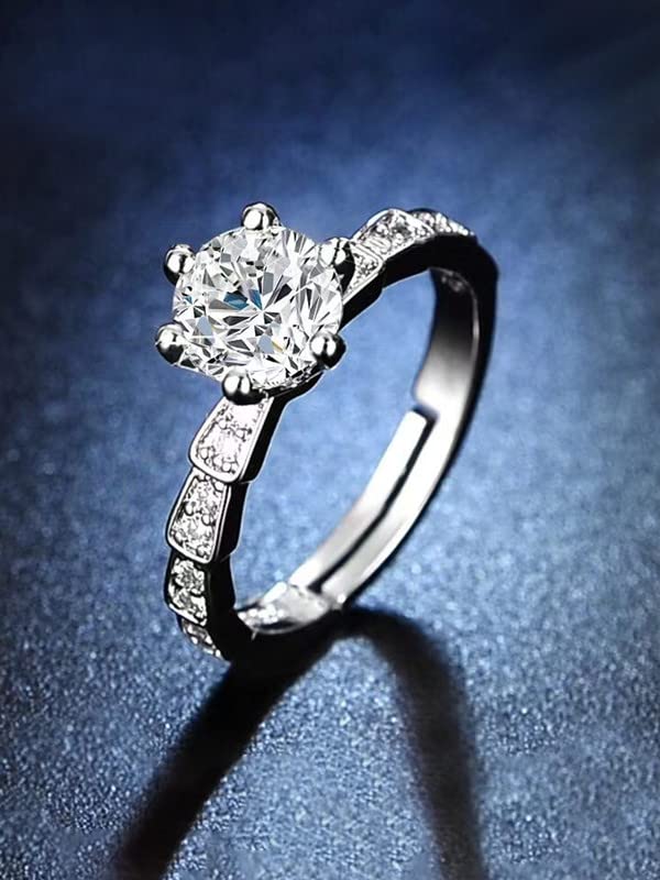 Adjustable Crystal Ring for Stone Finger, Silver Toned, A5 Crystals