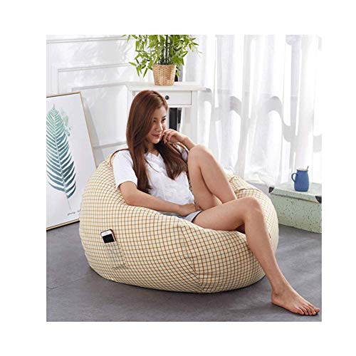 Classic bean bag sofa cover, no padding, lounge chair storage sofa cover, for indoor and outdoor leisure 90 * 90cm-yellow