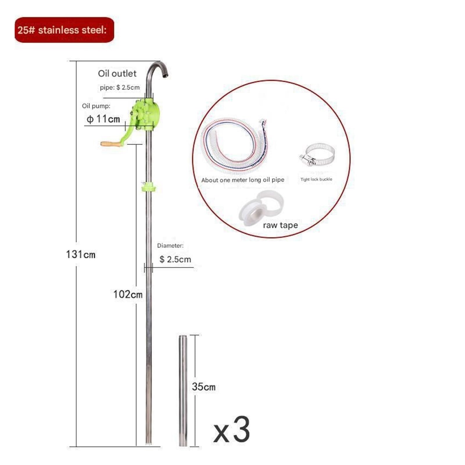 Pompa per fusti di olio, Pompa Olio Manuale A Manovella In Acciaio Inox | Di Trasferimento Liquido