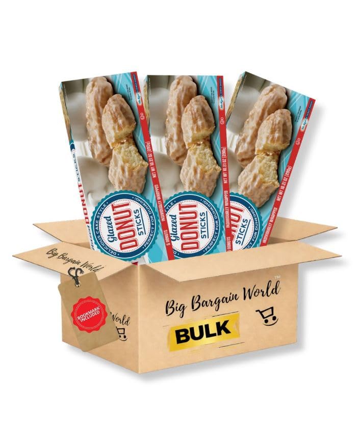 Big Bargain World Gift Set Box Glazed Donut Sticks Big Pack 3 Individually Wrapped Box with Bonus Bookmark