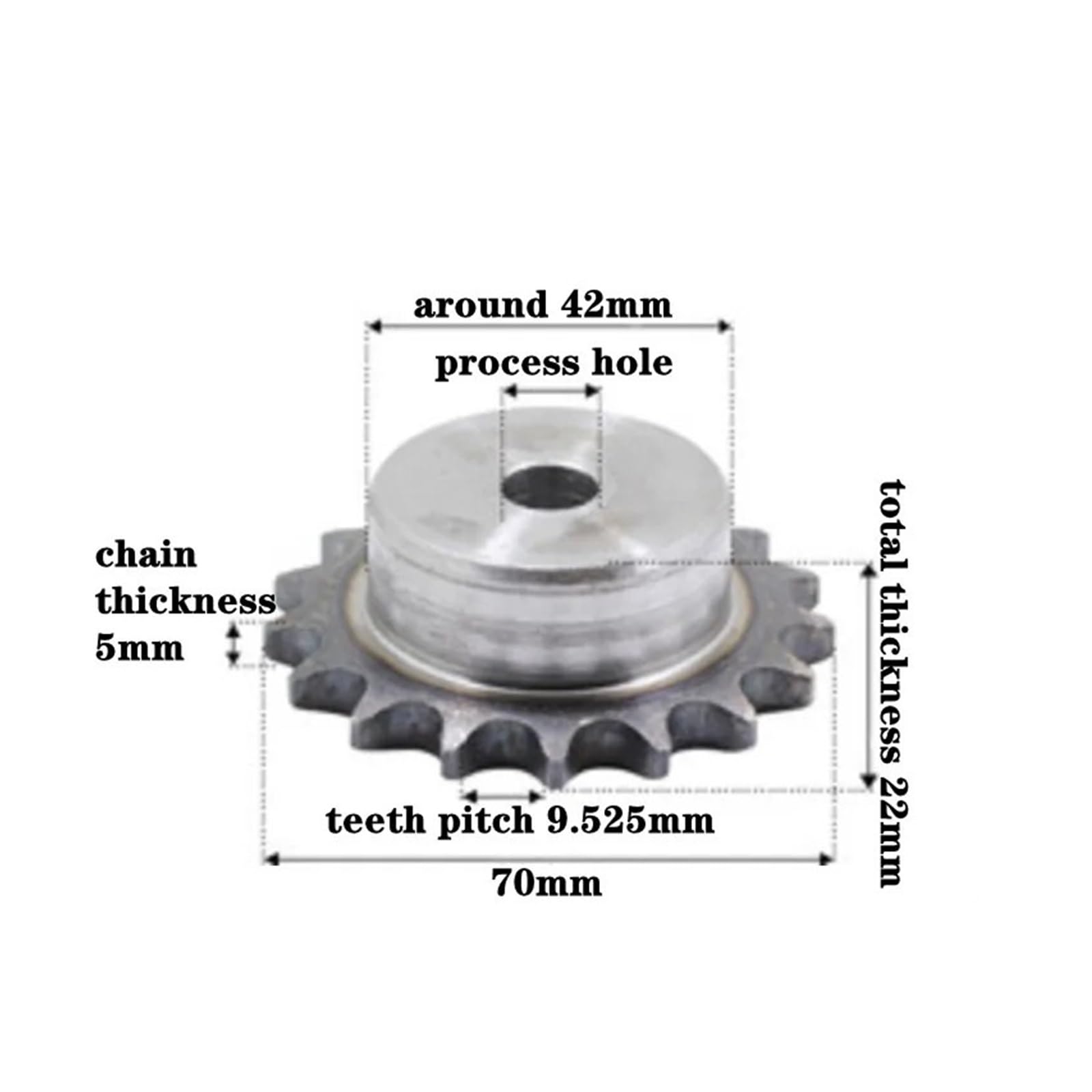 Bevel Gear Pinion Hardware Mechanical 06B Chain Drive Sprocket 22 Tooth Carbon Steel Chain Gear Pitch 9.525mm Industrial Sprocket Wheel