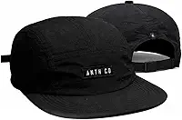 Boné Anth Co Aba Reta Water Five Panel Strapback Impermeavel Chapéu StreetWear Skatista Preto Básico Não Molha Masculino e Feminino Escportivo Para Esportes Corrida Academia e Treino