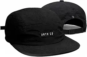Boné Anth Co Aba Reta Water Five Panel Strapback Impermeavel Chapéu StreetWear Skatista Preto Básico Não Molha Masculino e Feminino Escportivo Para Esportes Corrida Academia e Treino