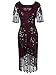 Vijiv Women Vintage 1920s Dresses Floary Beaded Cocktail Flapper Dress with Sleeves Gatsby Party