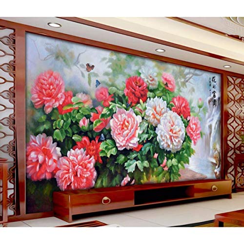Benutzerdefinierte Tapete Hd Ölgemälde Pfingstrose Blüte TV Hintergrundwand Home Dekorative Hintergrund Wandbild 3D Wallpaper Foto