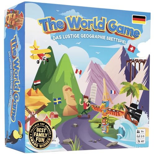 The World Game - Lustiges Geographie Brettspiel - Welt Lernspiel für Kinder & Erwachsene - Coole Geschenkidee für Jungen & Mädchen im Teenageralter - Deutsche