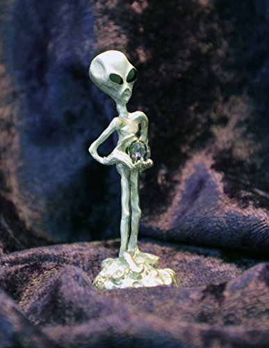 Estatua de Metal Real Alienígena UFO con Bola de Cristal Facetada miniatura 4