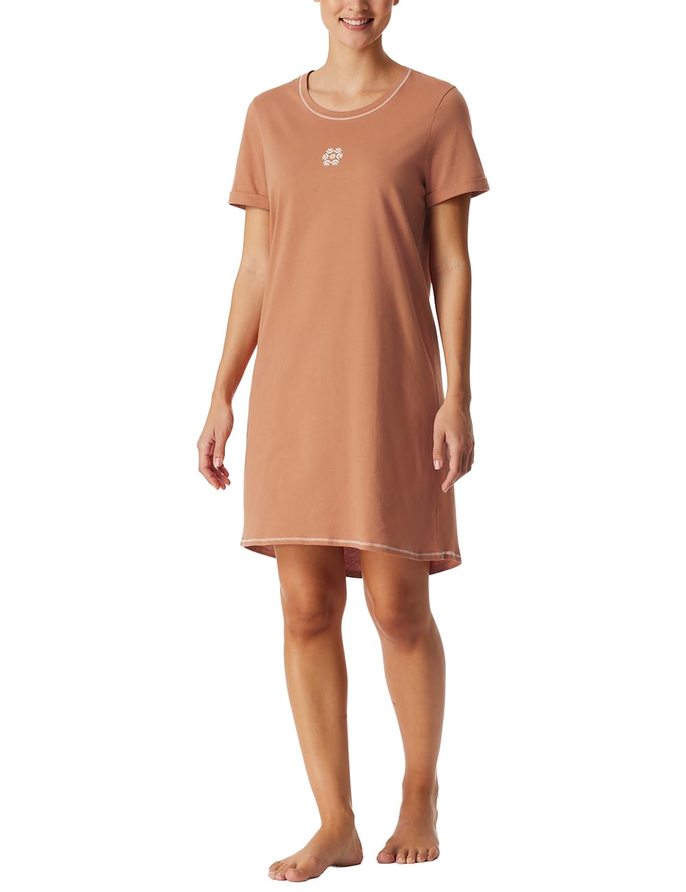 Schiesser Damen Nachthemd Kurzarm weiche Baumwolle Bigshirt mit Taschen