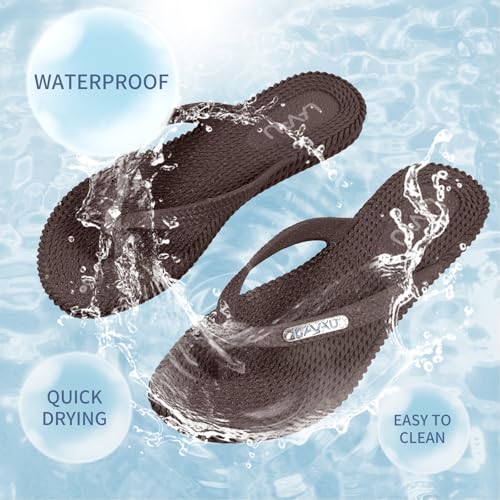 Image of LAVAU Flip Flops for Women, Waterproof Non Slip Thong Sandals for Shower Beach Pool, 100% Recyclable