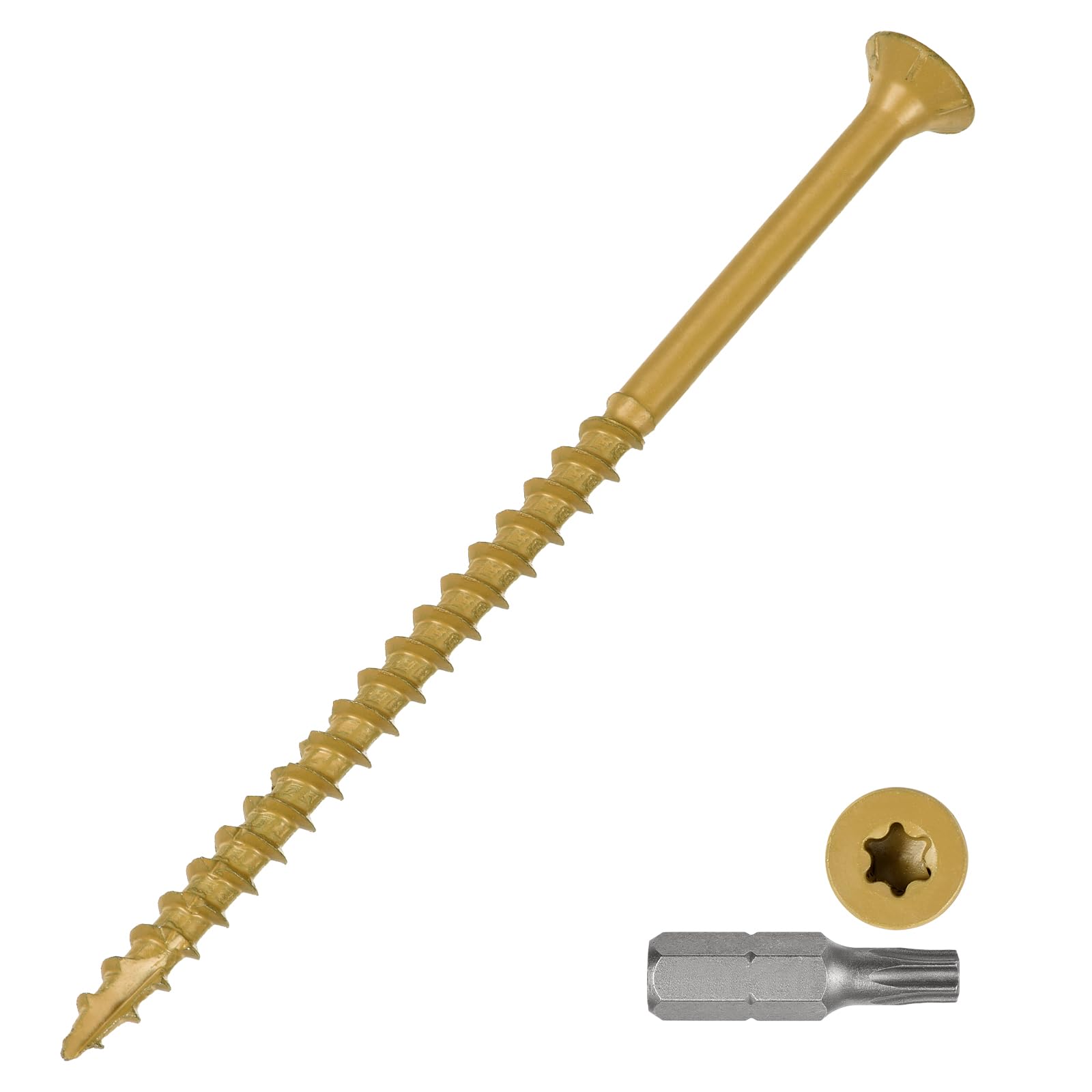 METALLIXITY Deck Screws (#10x4") 30Pcs, Carbon Steel Wood Screw Decking Screws Epoxy Coated with T25 Torx Drive Head