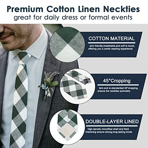 Image of Mantieqingway Mens Skinny Ties,2.56 inch Cotton Neckties Striped Plaid Ties for Groom Groomsmen Wedding Party Christmas