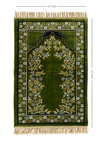 Image of Janamaz Prayer Mat - Turkey Soft Velvet Namaz Mat | Premium Aasan for Daily Salah, Janimaz Namaz, Comfortable & Durable Prayer Mat | 44x27 Inch, (06)
