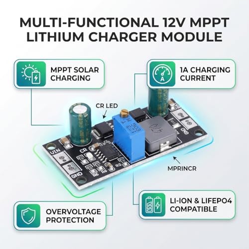 Fafeicy MPPT Solarpanel Controller, Li-Ionen LiFePO4 Lithium Batterielademodul, Automatisches Laden, Batteriespannungsschutz, zum Laden von 18V 12V 9V Solarbatterien, Laden von Autobatterien