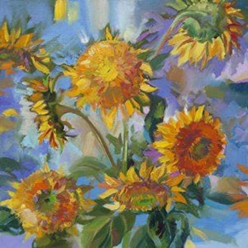 Vibrantly Colored Sunflower Modern Outdoor Canvas Square Wall Art Decor 24" x 24"