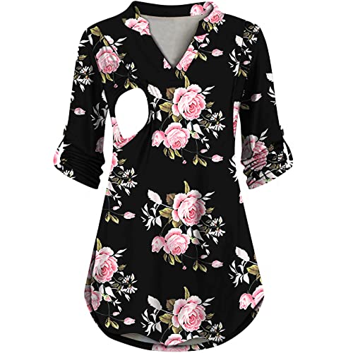 Image of Womens Nursing Top Long Sleeve Breastfeeding Shirt Maternity Work Casual Clothes
