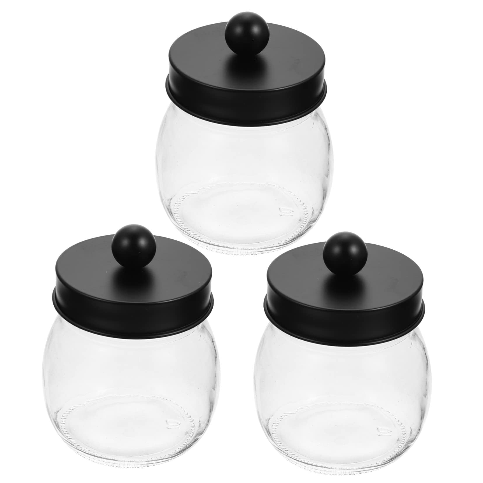 3stücke Glas-wattepad-spender mit Edelstahl-design Transparente Watteballhalter Praktischer Organizer für Kosmetikartikel Staub und Feuchtigkeitsgeschützt