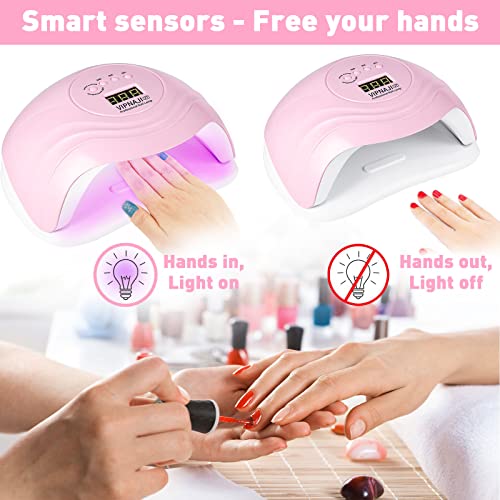 VIPNAJI Lampada Unghie LED UV Professionale,168W Fornetto Unghie Può Curare Rapidamente,Sensore Di Avvio Automatico,Timers da 10s/30s/60s/90s, LCD Display Lampada per unghie per Gel Nail Polish Light