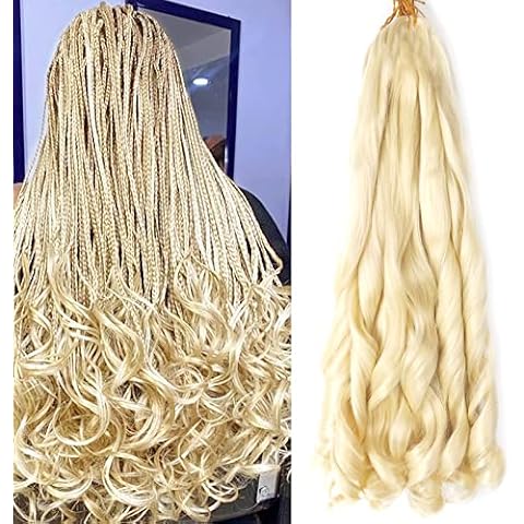 8 Packs French Curly Braiding Hair 22 Inch Loose Wave Spiral Curly Crochet Hair for Black Women Pre Stretched Braiding Hair with Curly Ends (22 inch, 613#) Cover