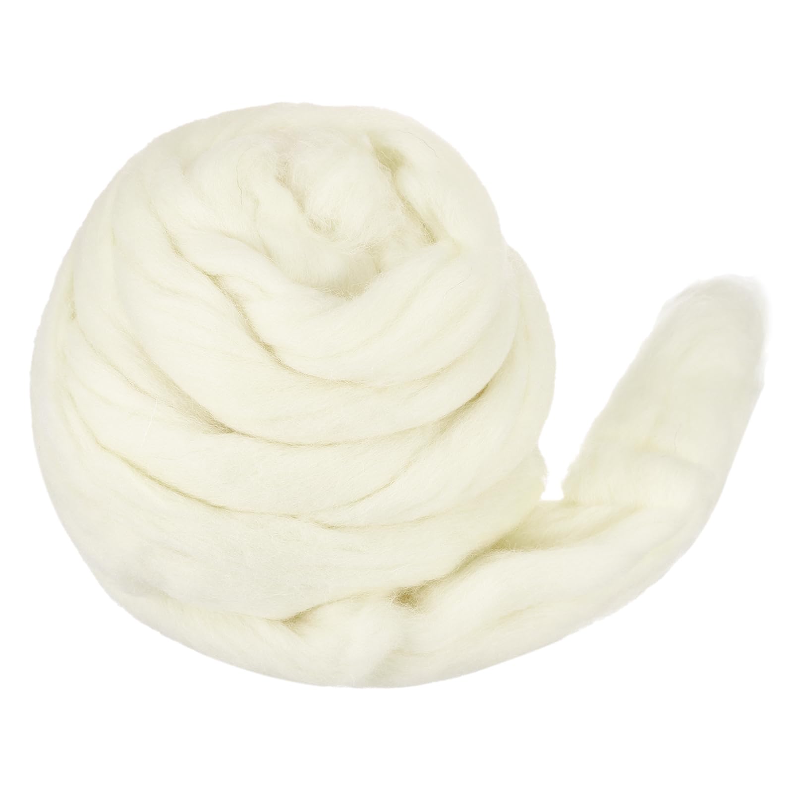 MECCANIXITY Wool Roving Yarn Soft Felting Wool 50g/1.76oz Pure Chunky Roving Yarn for Needle Felting Knitting Blanket Spinning Weaving Art DIY Craft Light Beige