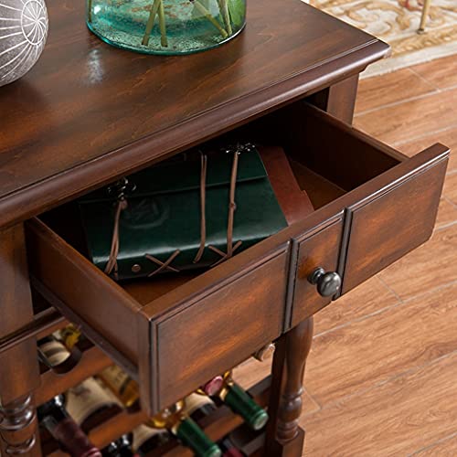 Organizador para vino de madera marrón con cajón miniatura 5