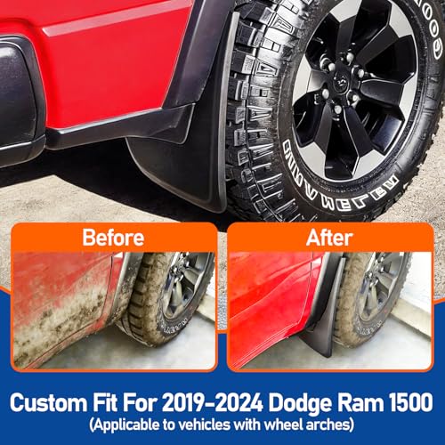 Image of Mud Flaps Splash Guards for 2019-2024 Dodge Ram 1500,OEM Fender Flares