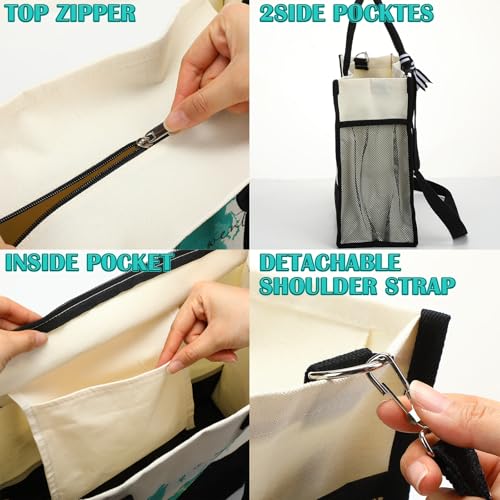Set 2 Bolsos de Lona Tote y Maquillaje Motivacional miniatura 5