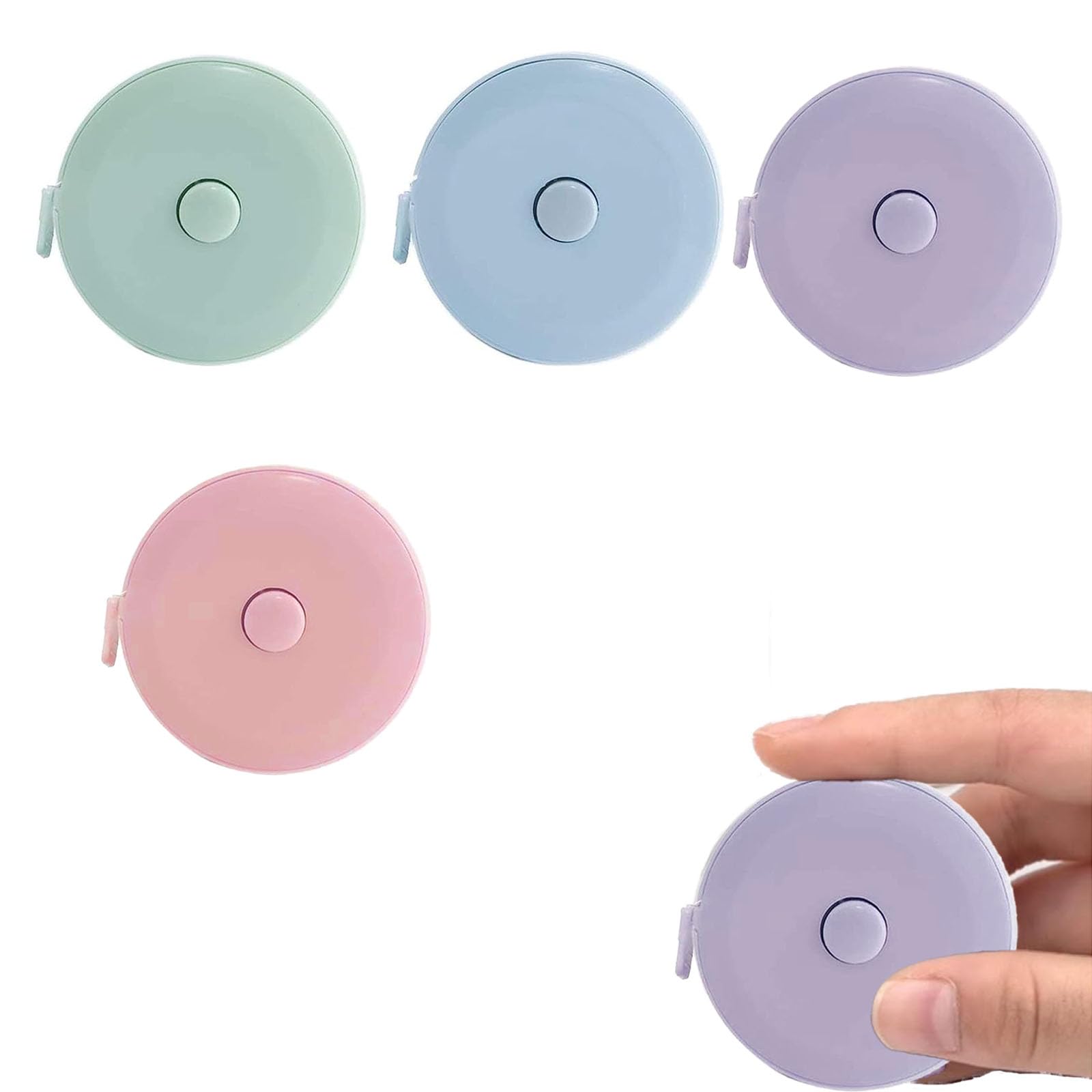 Cintas métricas retráctiles de 2 m, Set de 4 Unidades en Colores diferenciados para medir Cuerpo, Costura, Manualidades y tareas de medición Diaria