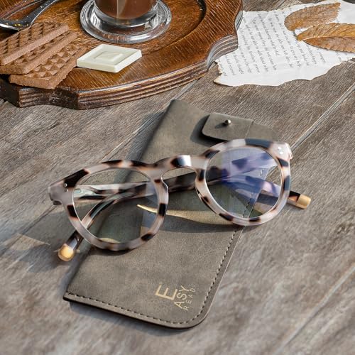 Image of EASY READ Retro Round Blue Light Blocking Reading Glasses for Women,Anti UV Readers for Women with Spring Hinge