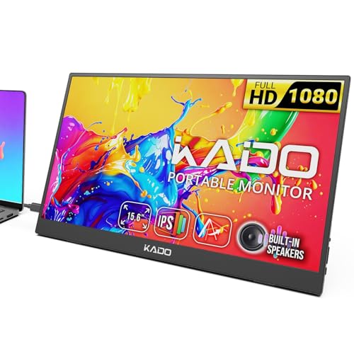Image of Kado Portable Monitor for Laptop, 15.6-inch IPS 1920x1080 Second Display | Laptop Screen Extender Dual USB Type-C HDMI Kickstand Built-in Speakers for PC, Mac, Tablet, Xbox, PS4 /PS5 and Switch