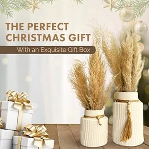 White large ceramic vase set of 2 modern farmhouse home decor accents rustic decor and accessories for living room dining table and mantle coffee table centerpiece decorations trendy boho vases  urban country home decor