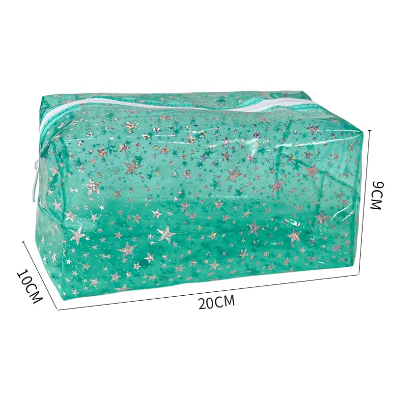 1PCS Star Printing Clear Cosmetics Makeup Bag Waterproof Travel Toiletry Storage Bag Vinyl Plastic PVC Zippered Organizer for Girls Friends Women (pink)2