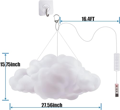 Miniatura 5 de ViLSOM Luz de nube LED, 2 luces de nube RGB con control remoto IC y control de aplicación, luces frías sincronizando música que cambian de color,