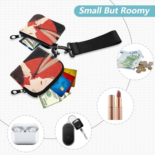 Retro Dragonfly Anime Chinese Style Dual Wristlet Wallets for Women Large Capacity ID Card Holders Protector with Zipper Pocket for Work Travel 2 Pcs2