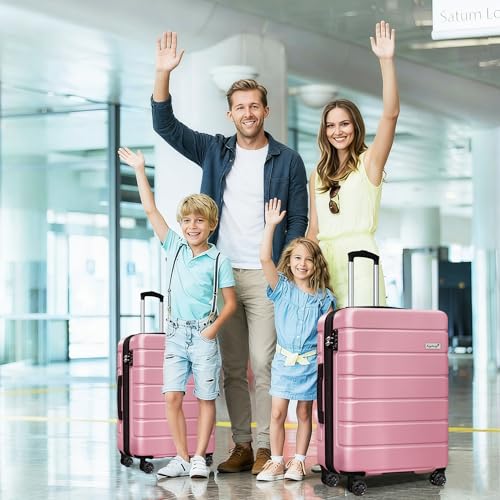 Image of KEYTANG Luggage Light weight Hardside Expandable Luggage Spinner Wheels Luggage Suitcase W /TSA Lock 3-Piece Luggage Set,Include 20 inchCarry on Luggage Suitecase(20 /24 /28), Pink