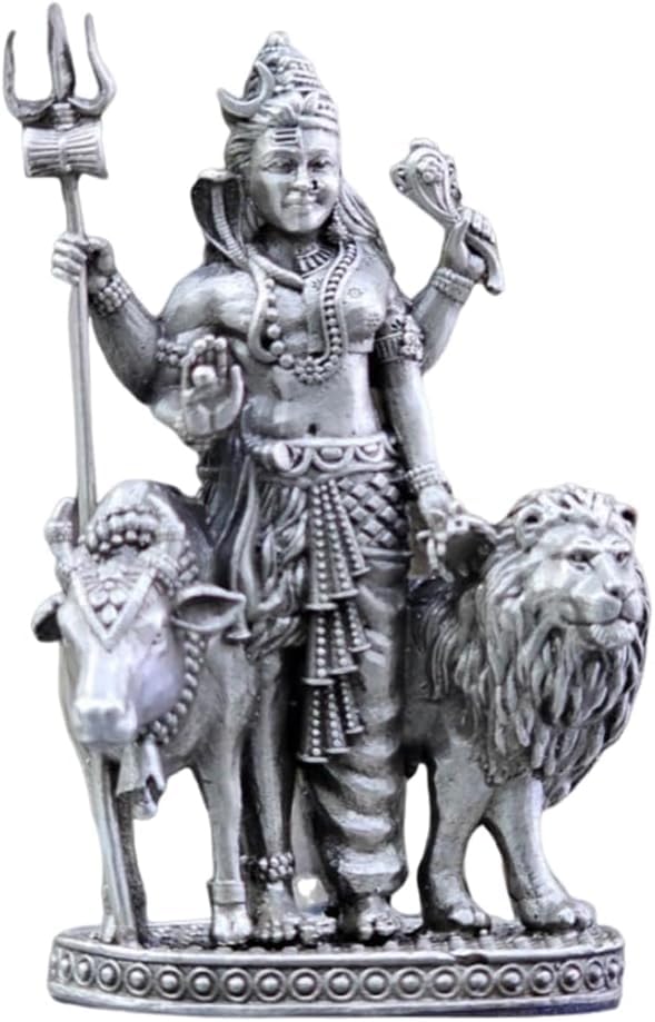 Statue Ardhanarishvara argent 925 sculpture hindoue haut de gamme